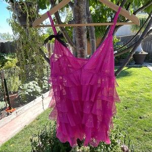 Steve | Vintage Y2K Mesh Polk a dot Ruffle Spaghetti Top